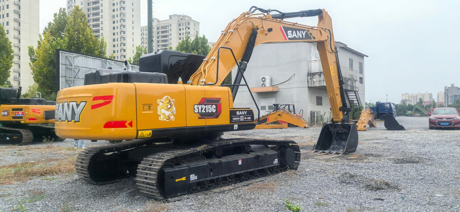 The Back-right side of the Sany 215C Excavator